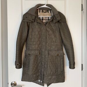 Burberry Brit Mink Grey Quilted Nylon Mid-Length Jacket